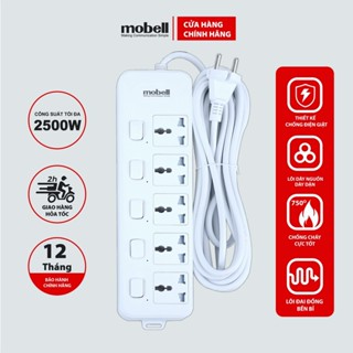 Ổ Cắm Điện Đa Năng Mobell 5 Lỗ Cắm 5 Công Tắc 3m/5m Chịu Nhiệt Cao 750 Độ C 2500W