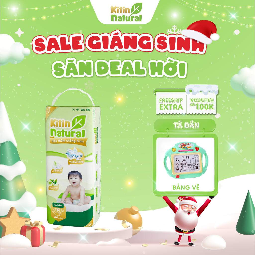 Tã/Bỉm dán Kitin Natural size NB56/S50/M44/L40