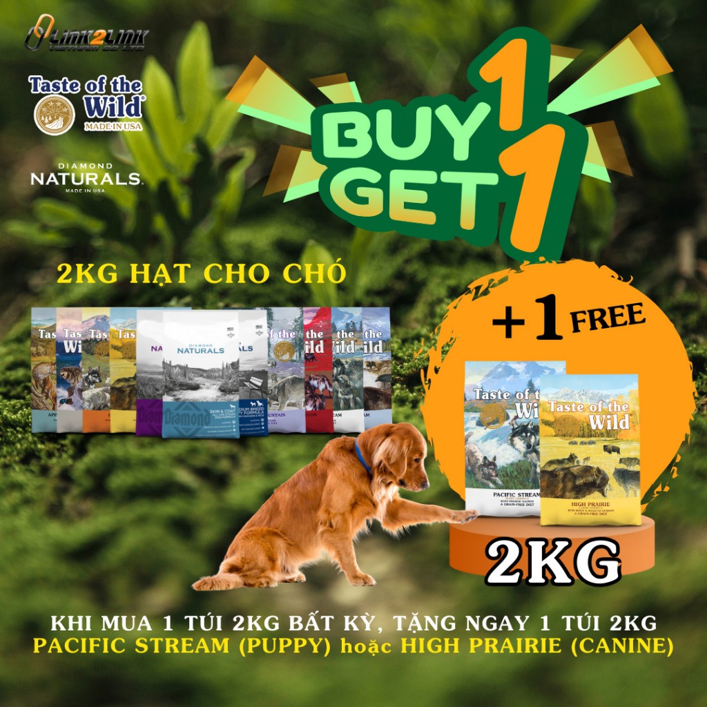 Taste Of The Wild For Dogs - Thức Ăn Hạt Cao Cấp Cho Chó Bao 2Kg - Top 1 in USA