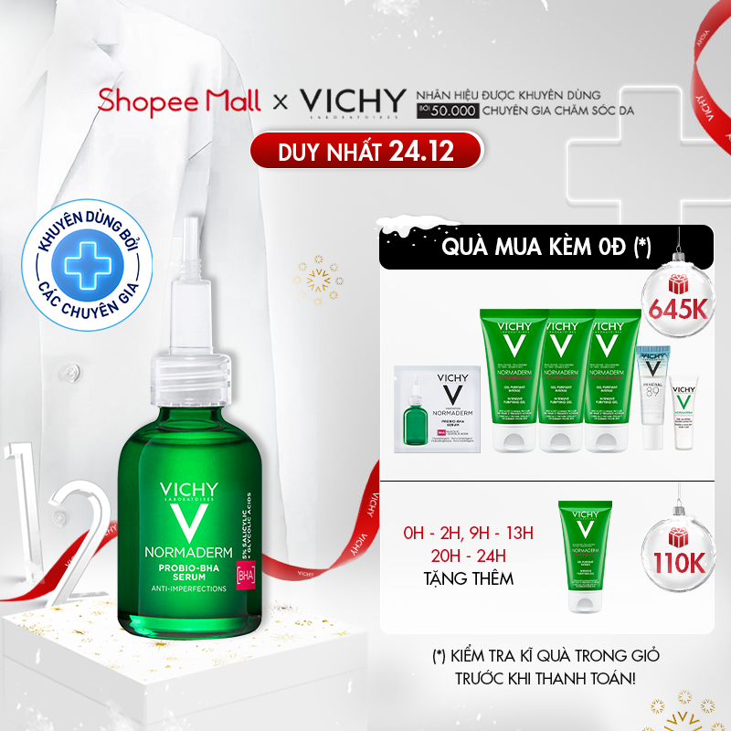 Tinh chất giúp dịu da tức thì và giảm mụn rõ rệt sau 7 ngày Vichy Normaderm Probio-BHA 30ml