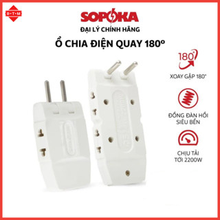 Ổ Chia Điện Thông Minh 1 Ra 3, 1 Ra 5 SOPOKA , Phích Cắm Điện Xoay 180 Độ Q3T Q5T - Chịu Tải 2200W