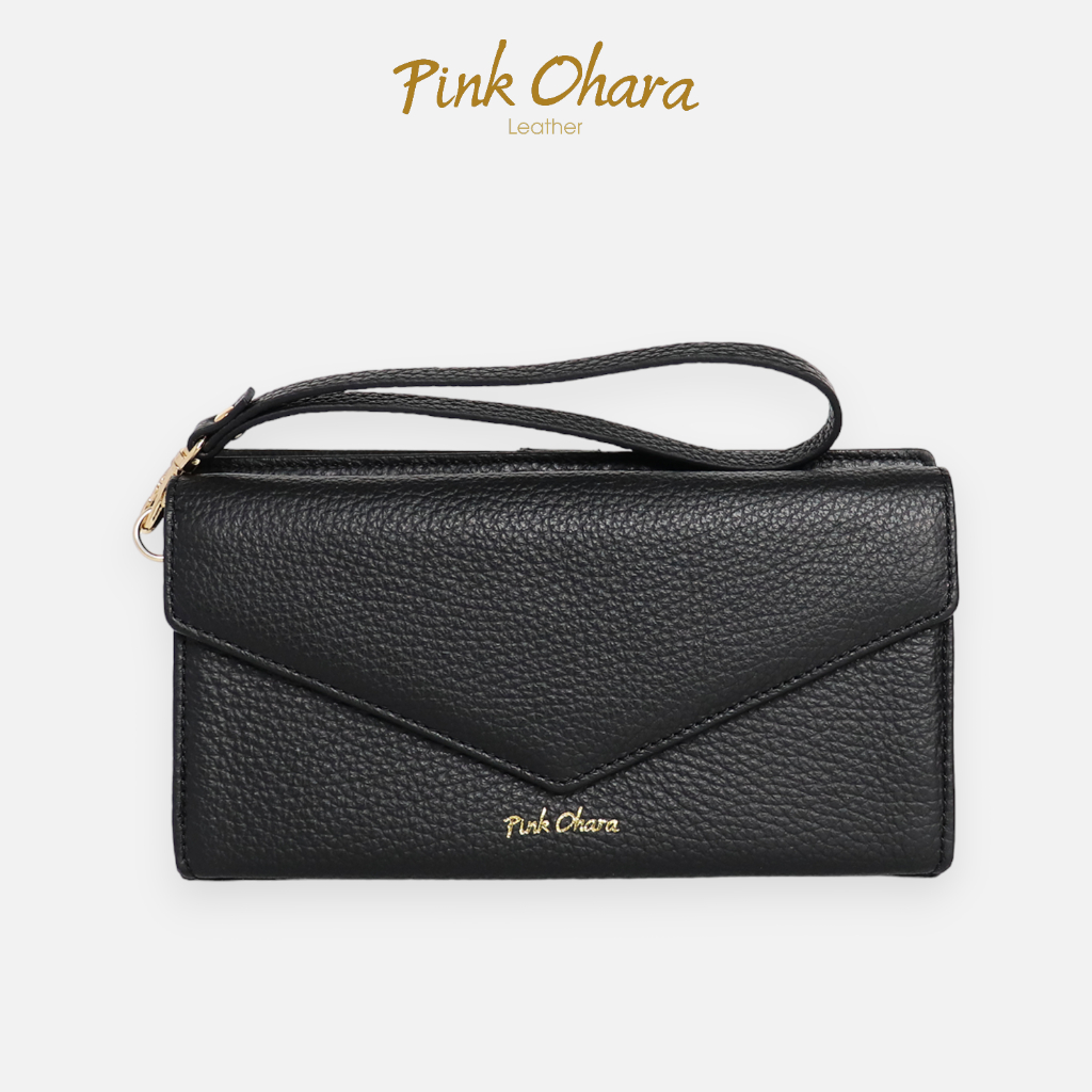 Ví dài nữ da bò Ý có ngăn đựng điện thoại - Pink Ohara Leather