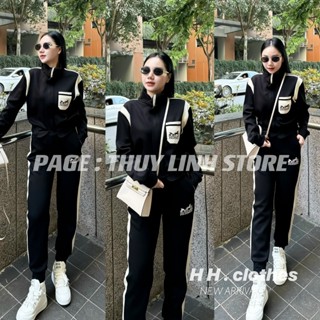 Set Bộ Đồ Nữ Thể Thao Nhung Tăm Hermes Dáng Dài Có Túi Mix Quần Xuông Bom