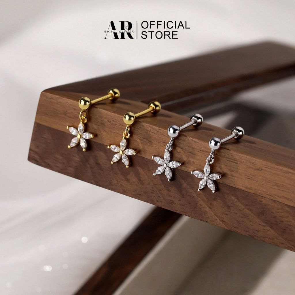 Bông tai mini bạc nữ 925 khuyên tai Daisy-Aura Silver-KT47