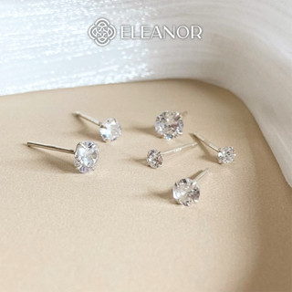 Bông tai nữ nụ đính đá bạc 925 Eleanor Accessories khuyên tai dáng tròn basic phụ kiện trang sức cao cấp 6101