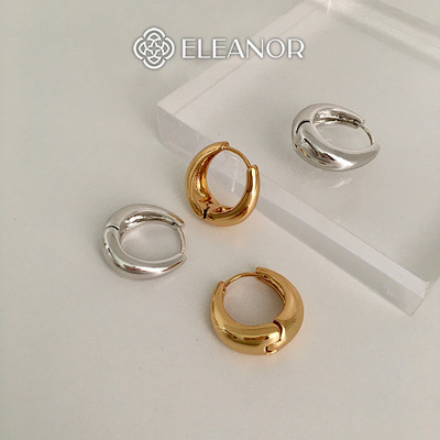 Bông tai nữ tròn chuôi bạc 925 Eleanor Accessories basic khuyên tròn phụ kiện trang sức 6494