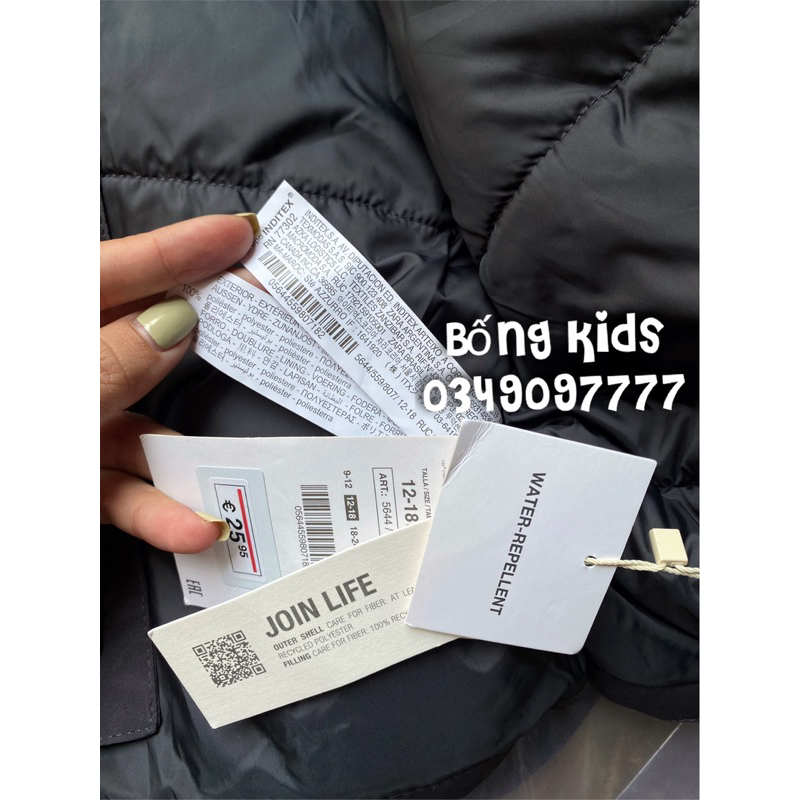 Áo Parka Phao Bé Trai Chống Nước Xám Tro ZR