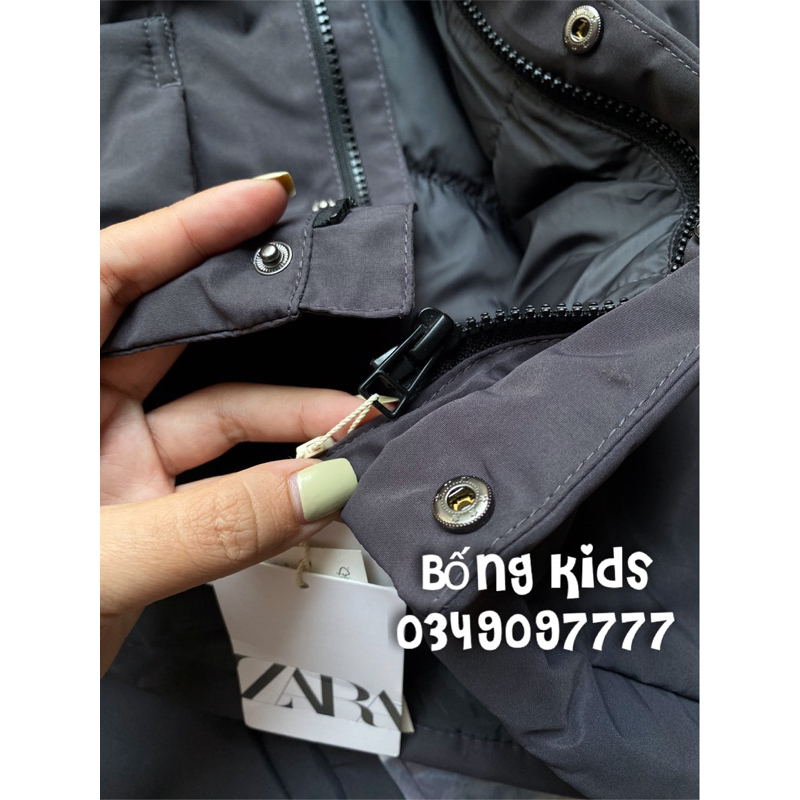 Áo Parka Phao Bé Trai Chống Nước Xám Tro ZR