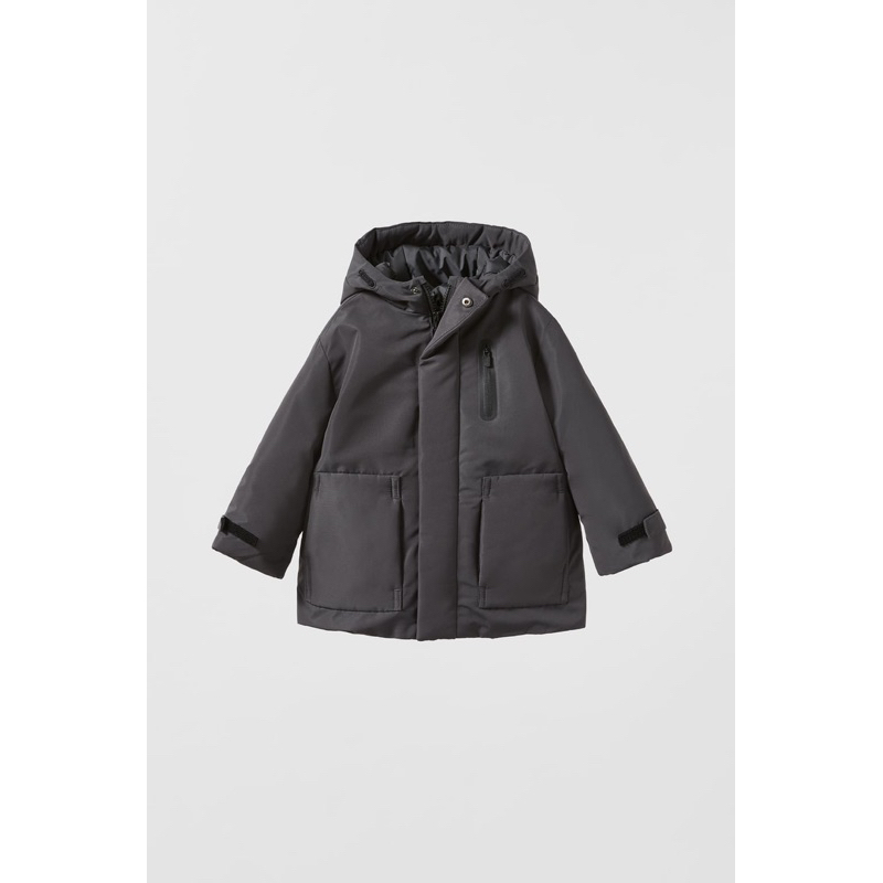Áo Parka Phao Bé Trai Chống Nước Xám Tro ZR