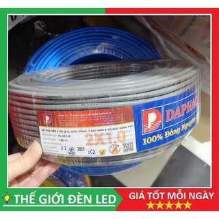 Dây điện đôi xám daphaco tròn 2 lớp vỏ 2x1.0 , 2x1.5, 2x2.5, 2x4.0, 2x6.0 cuộn 100 mét