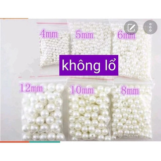 10gam hạt ngọc trai nhựa không lổ, hạt châu, hạt bẹt 4/5/6/8/10/12mm