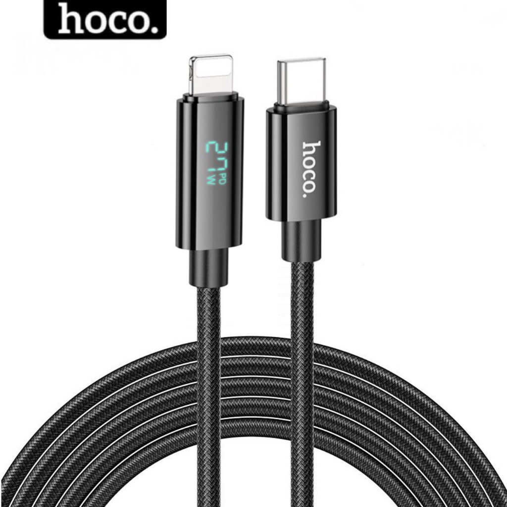 Dây sạc nhanh 20w có đèn led hiện thị sạc Hoco cáp sạc hỗ trợ tối đa 27w type c to ip cho iphone 14 13 12 11 ...