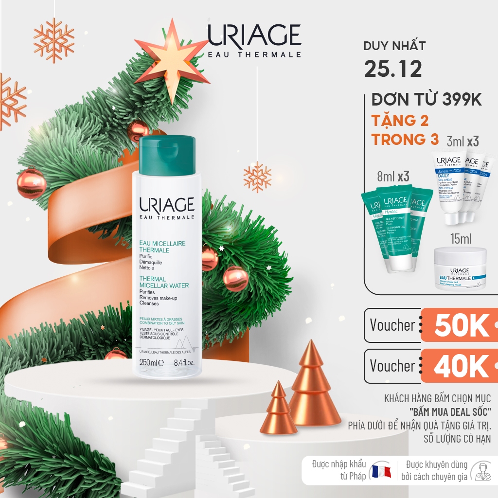 Tẩy trang dưỡng khoáng cho da dầu, mụn URIAGE EAU MICELLAIRE THERMALE PMG 250ml