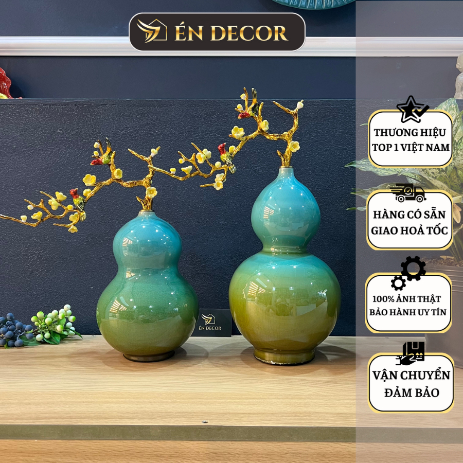 Decor Phòng Khách Hiện đại Bình Hút Lộc Phong Thủy Hồ Lô Tráng Men Hỏa Biến ÉN DECOR Trang Trí Nhà Cửa Phòng Làm Việc