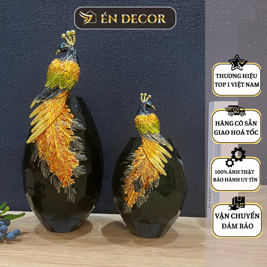 Bình Hút Lộc Phong Thủy Phượng Hoàng Trang Trí ÉN DECOR Pha Lê Cao Cấp Trang Trí Nhà Cửa Phòng Khách, Phòng Làm Việc