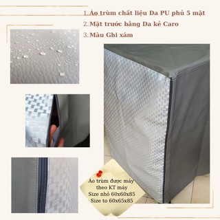 Áo trùm máy giặt cửa ngang / cửa trước chất liệu da siêu bền - mặt trước da kẻ caro