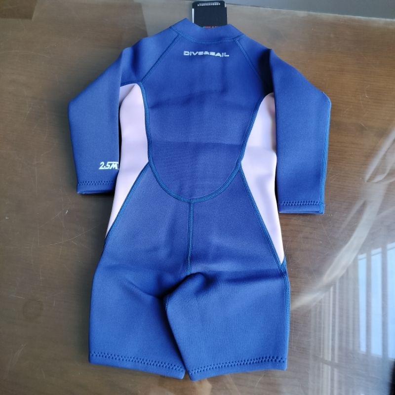 Đồ bơi giữ nhiệt tay dài quần ngắn M153776K 2.5mm cho bé gái mẫu five star màu tím đậm, màu xanh