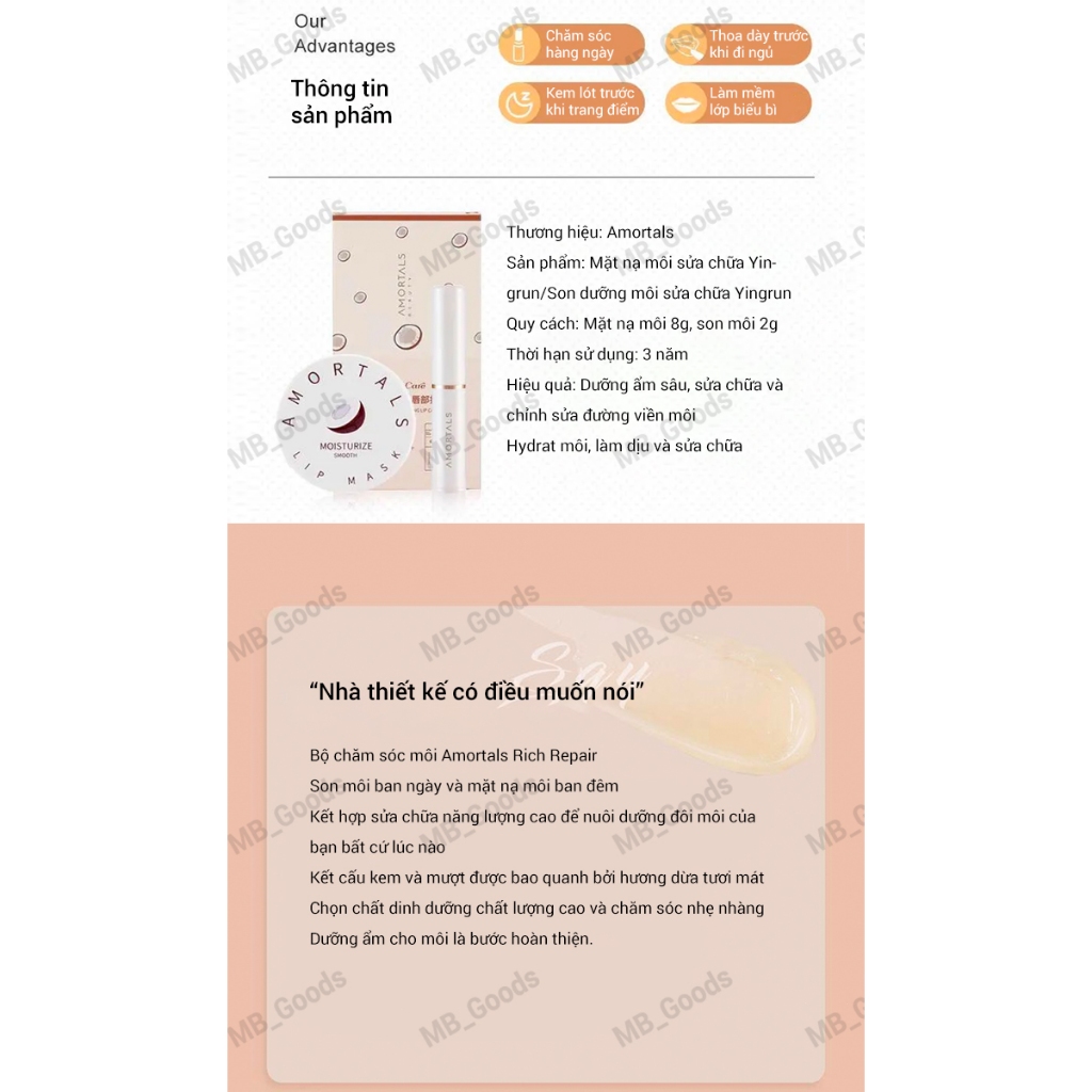 Bộ son dưỡng môi Amortals dưỡng ẩm, dưỡng ẩm, tẩy tế bào chết và giảm nếp nhăn trên môi, son dưỡng môi