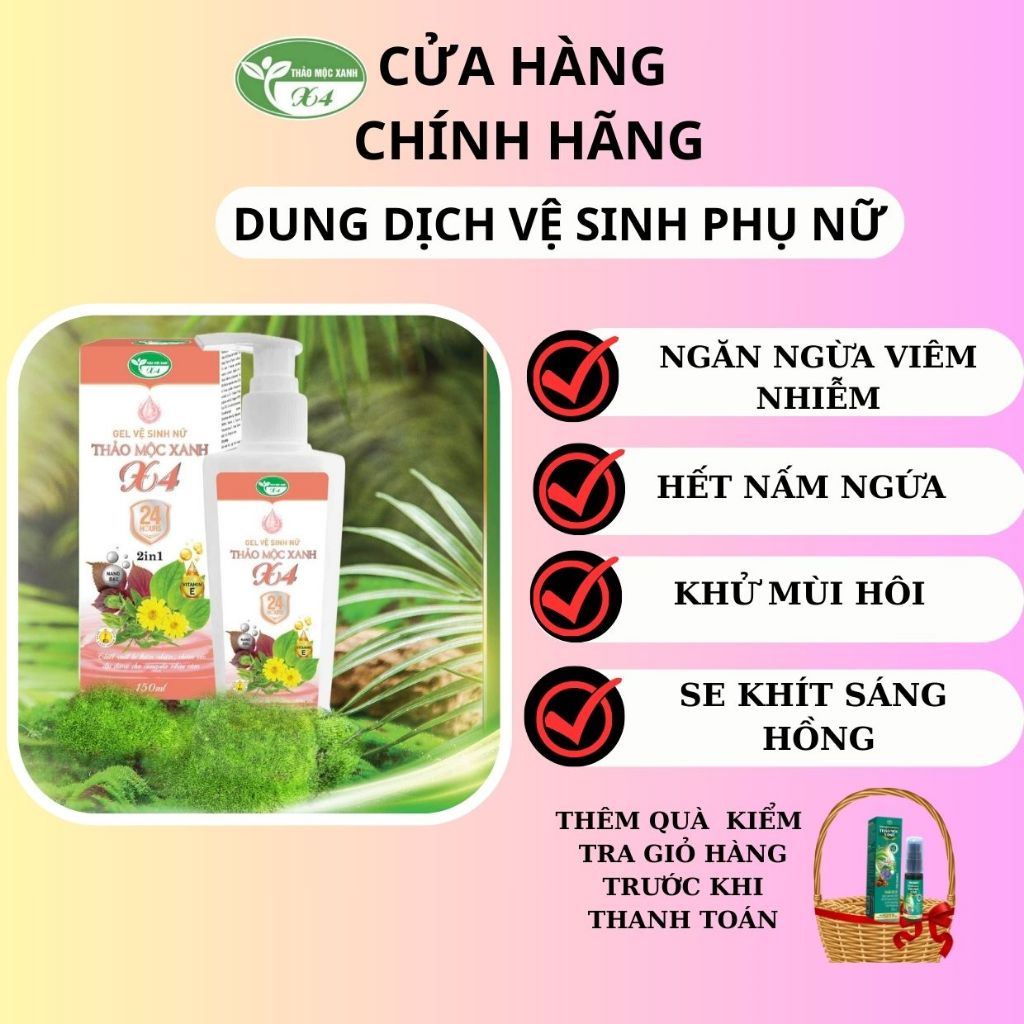 Dung dịch vệ sinh phụ nữ thảo mộc xanh x4 150ml gen vệ sinh phụ nữ hỗ trợ viêm ngứa vùng kín khí hư có mùi hôi