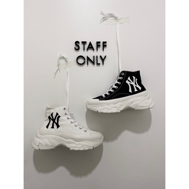 [Thỏ store] Giày thể thao sneaker Mlb Chunky high trắng đen đế nâu cổ thấp ảnh thật tự chụp