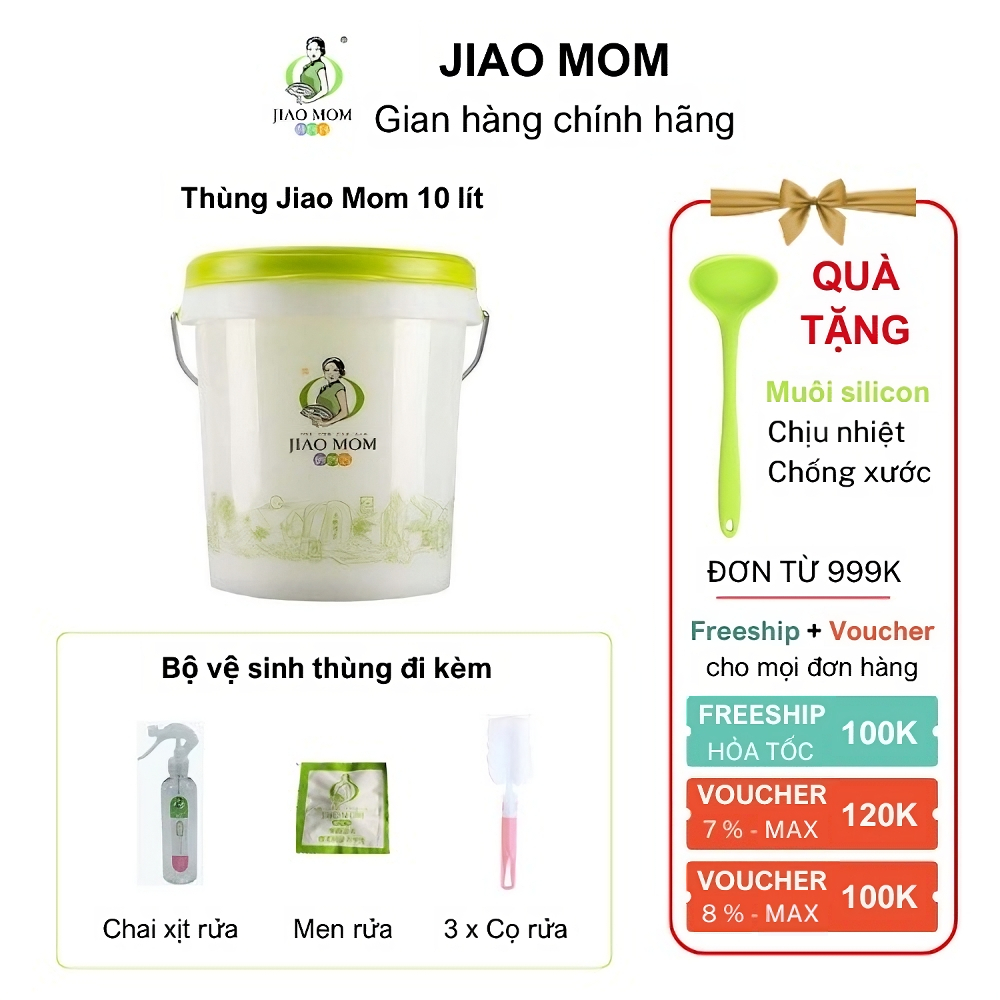 Thùng làm enzyme hoa quả lên men tự nhiên, Thùng enzyme Jiao Mom hoa quả 10 lít, enzyme vital, giấm táo