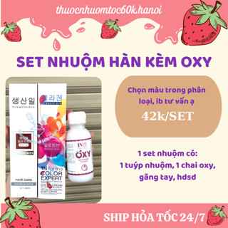  Thuốc nhuộm tóc hàn quốc kèm oxy trợ dưỡng găng tay 