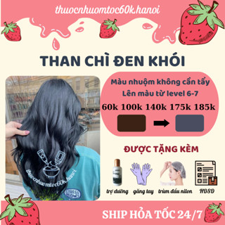 Thuốc nhuộm tóc màu Than Chì Đen Khói kèm oxy trợ dưỡng găng tay (tóc tẩy/nâng lên xanh dương)