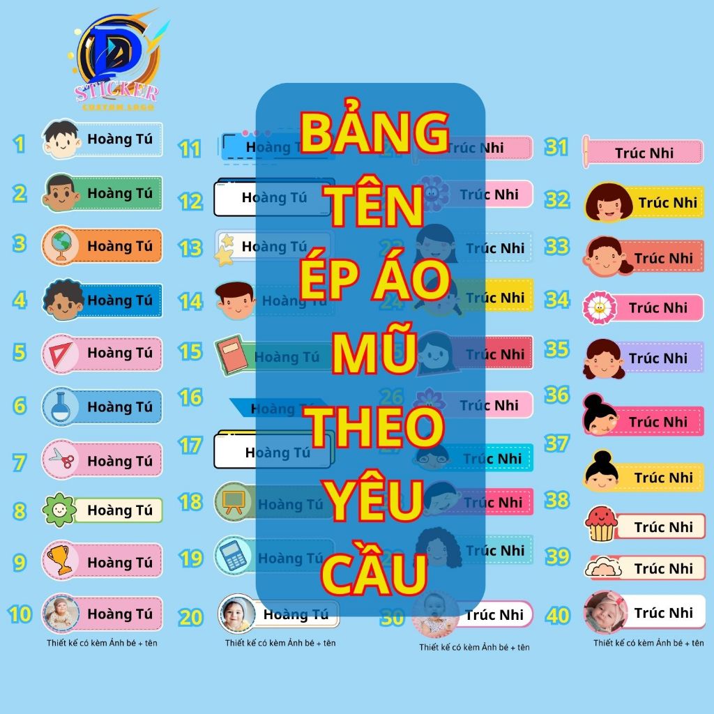 Bảng Tên ủi áo học sinh - Phù hiệu Bảng tên ủi cao cấp (decal ủi), thiết kế theo yêu cầu (ĐẶT HÀNG TỐI THIỂU 5 CÁI)