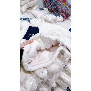 Áo khoác lông cừu trắng siêu dày