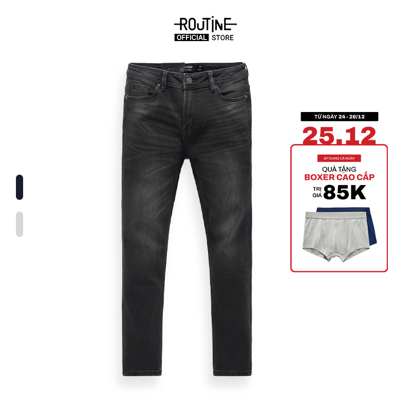 Quần Jean Nam Trơn Thêu Form Slim - Routine 10F22DPA027
