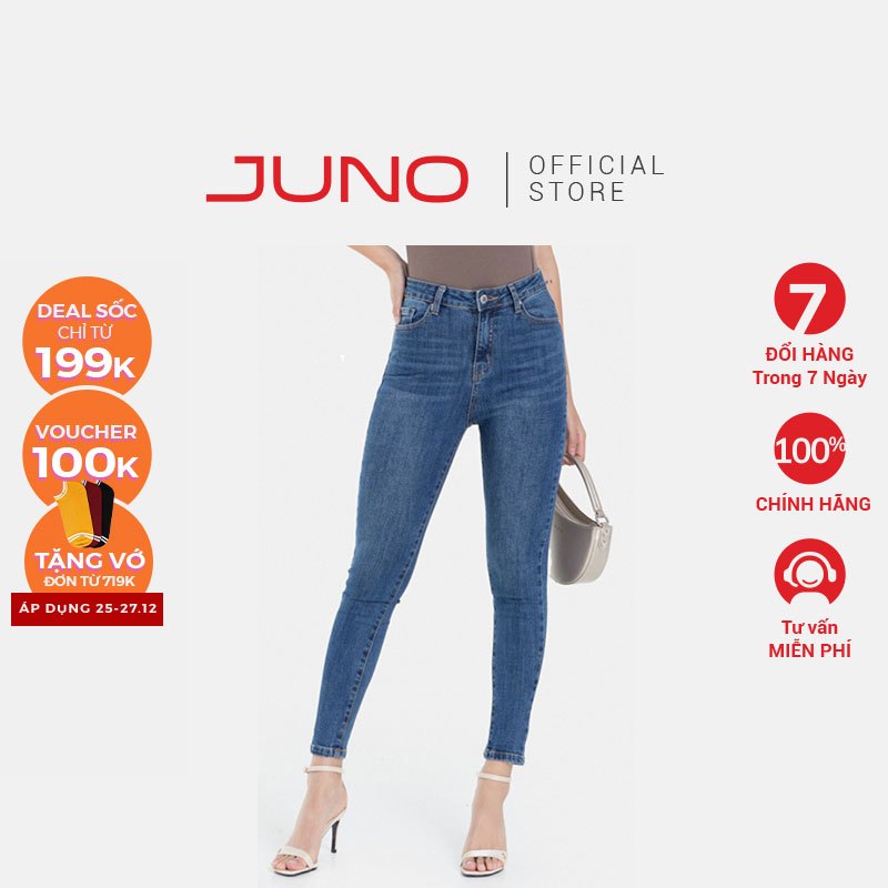 Quần Jean Nữ Thời Trang JUNO Skinny Basic Trơn JNQDA004