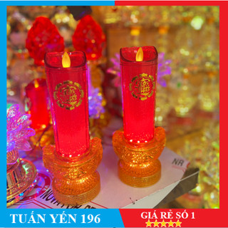Đèn cầy điện hiệu ứng ánh lửa 16cm - 23cm- 37cm nhựa PVC độ bền cao, phụ kiện bàn thờ
