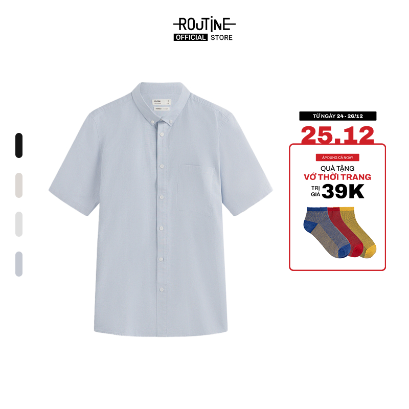Áo Sơ Mi Nam Tay Ngắn Oxford Trơn Form Fitted - Routine 10F22SHS002CR1