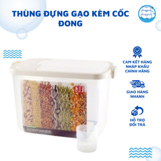 Thùng Đựng Gạo,Thùng Bảo Quản Thực Phẩm Có Nắp Lật Mở, Kèm Cốc Đong Gạo JCJ Thái Lan(NO 2559)