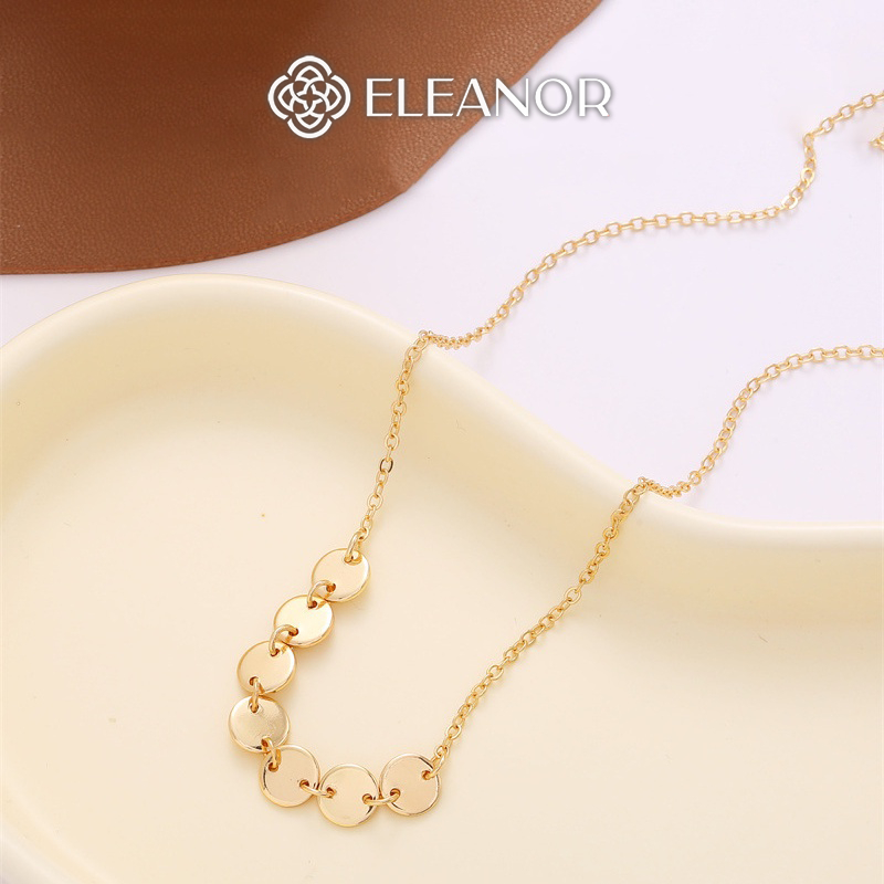 Dây chuyền bạc nữ Eleanor Accessories thiết kế mặt tròn mắt xích vòng cổ choker phụ kiện trang sức 5368