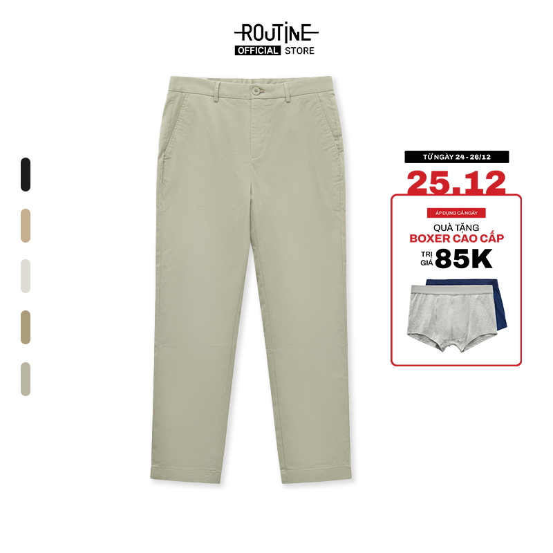 Quần Kaki Nam Cotton Trơn Form Slim Crop - Routine 10S23PCA101C