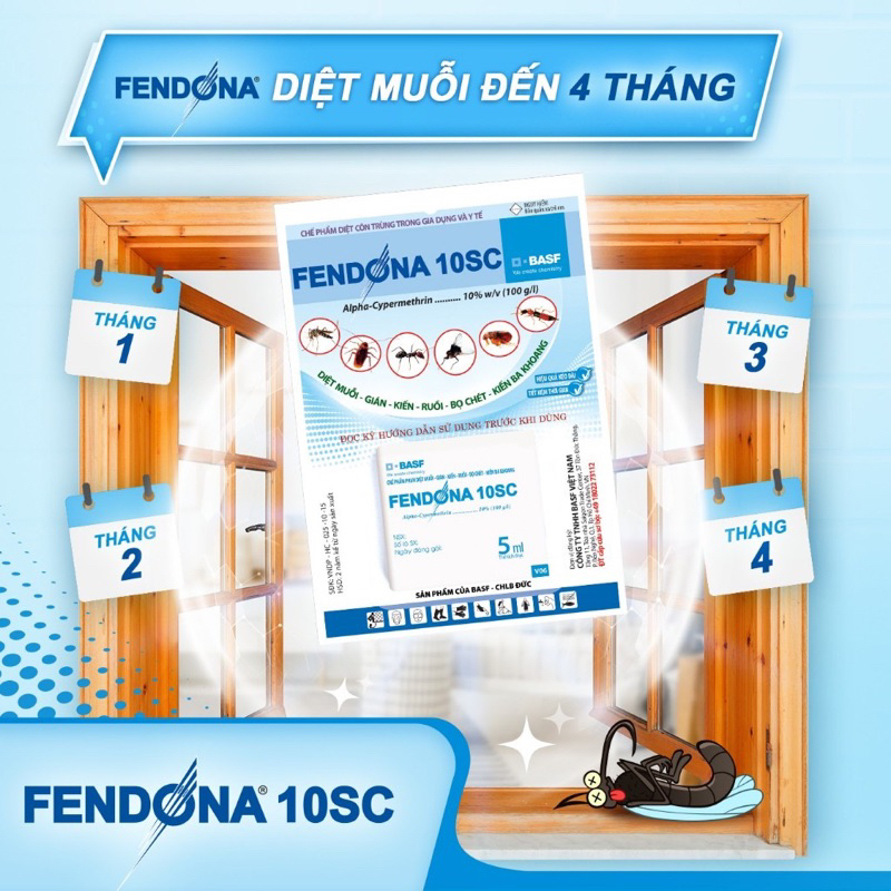 Combo 15 gói xịt tường diệt côn trùng Fendona 5ml Hợp Trí không mùi diệt mạt gà, bọ ve, rệp giường, kiến gián...