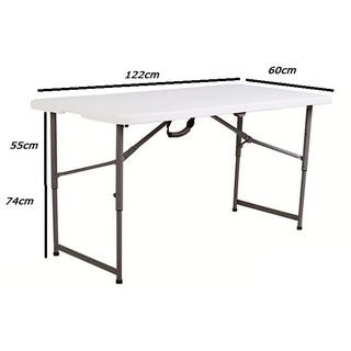 MÂU MƠI Bàn xếp chữ nhật icon (122 x 60 x 55 và 74 cm) Trắng đục thiết kế thông minh, tiện lợi, dễ dàng lắp ráp