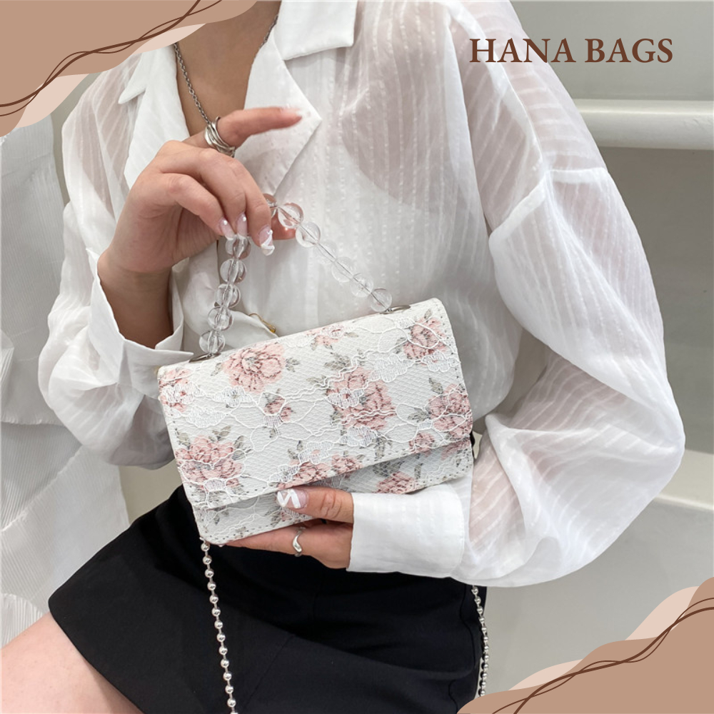 Túi xách nữ túi đeo chéo kẹp nách đẹp đeo vai xinh sang đi tiệc đi chơi Hàn Quốc cao cấp giá rẻ hoa nhí TX0014 Hana Bags