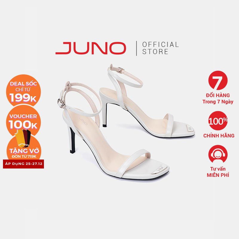 Giày Sandal Nữ 9cm Thời Trang JUNO Gót Thanh Phối Khoá Trang Trí Jn SD09113