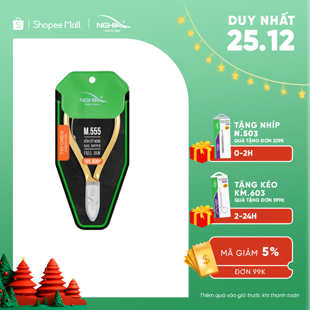 Kềm Cắt Móng Thép Chuyên Dụng Mạ Vàng 24K KỀM NGHĨA M.555