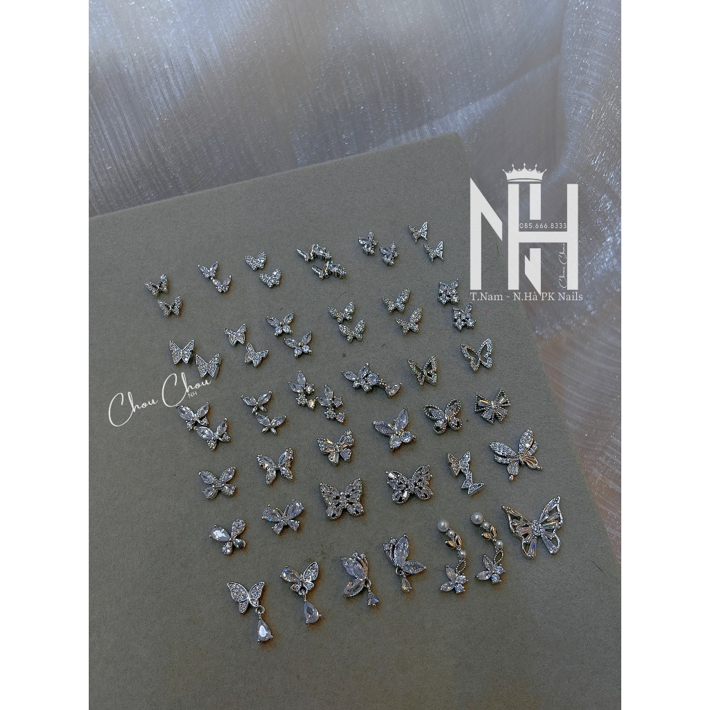 Các mẫu đá hình charm bướm ,charm gắn móng, đá hình trang trí móng, charm bướm mini charm cao cấp