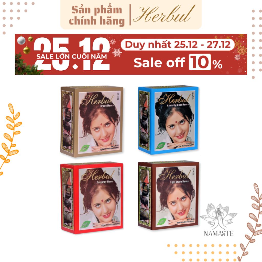 Bột Nhuộm Tóc Thảo Dược Phủ Bạc Đủ Màu Herbul Henna Xuất Sứ Ấn Độ Lê Bằng Vân