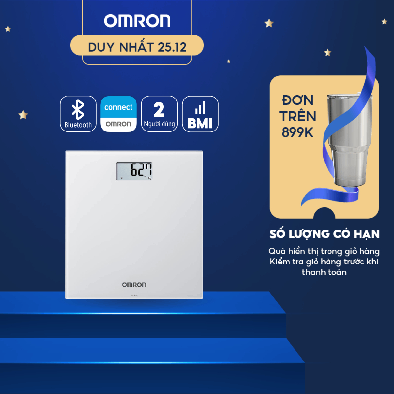 Cân Điện Tử Chỉ Số BMI OMRON HN-300T2 - Kết Nối Điện Thoại - Thương Hiệu Nhật Bản