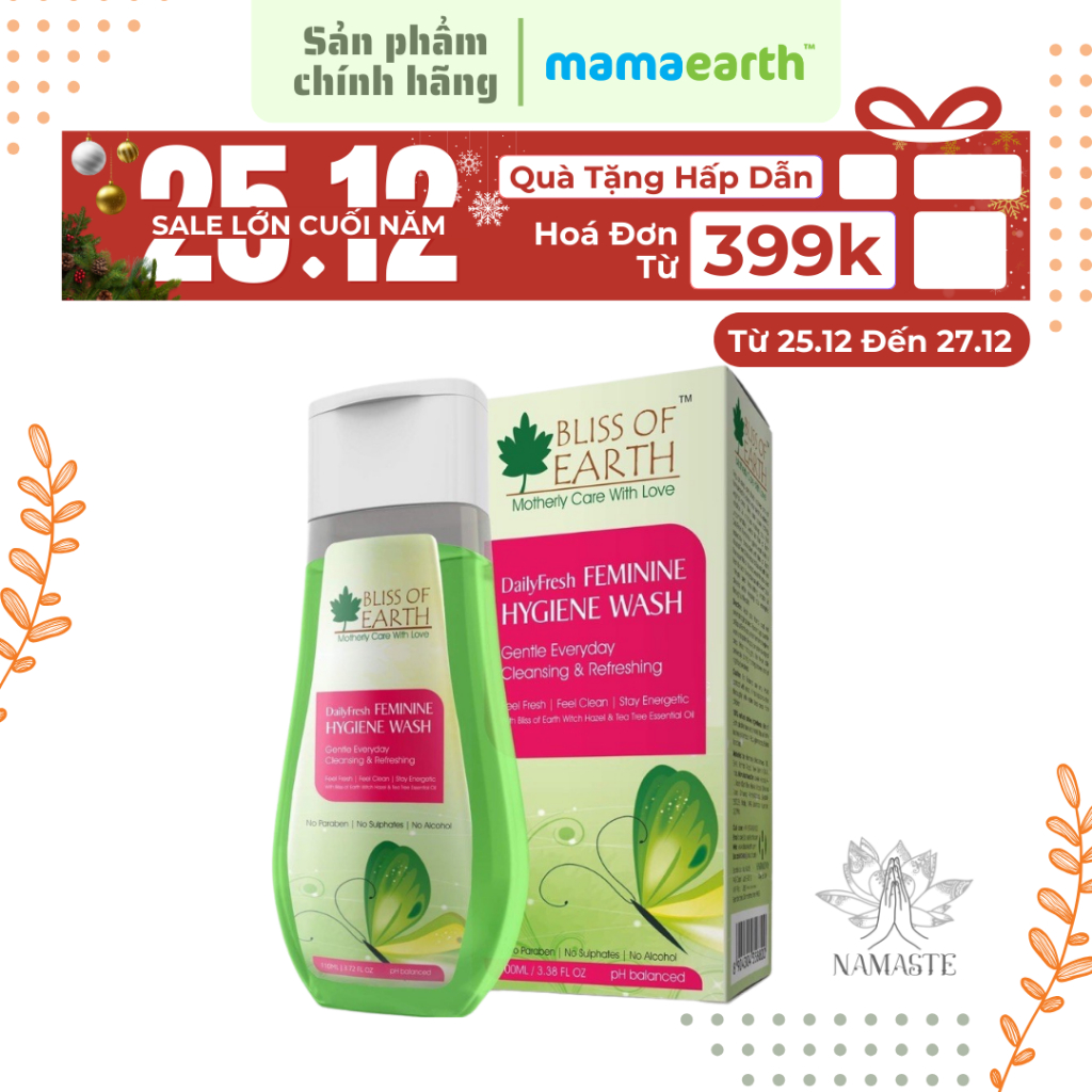 Dung Dịch Vệ Sinh Phụ Nữ Bliss Of Earth 110ml Dịu nhẹ Giảm Viêm Phụ Khoa Nguồn Gốc Tự Nhiên | Lê Bằng Vân