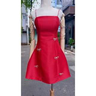 đầm 2s đính đá kèm nơ đá sịn sò