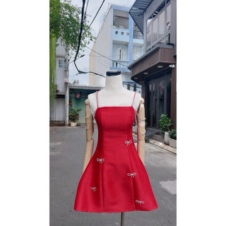 đầm 2s đính đá kèm nơ đá sịn sò