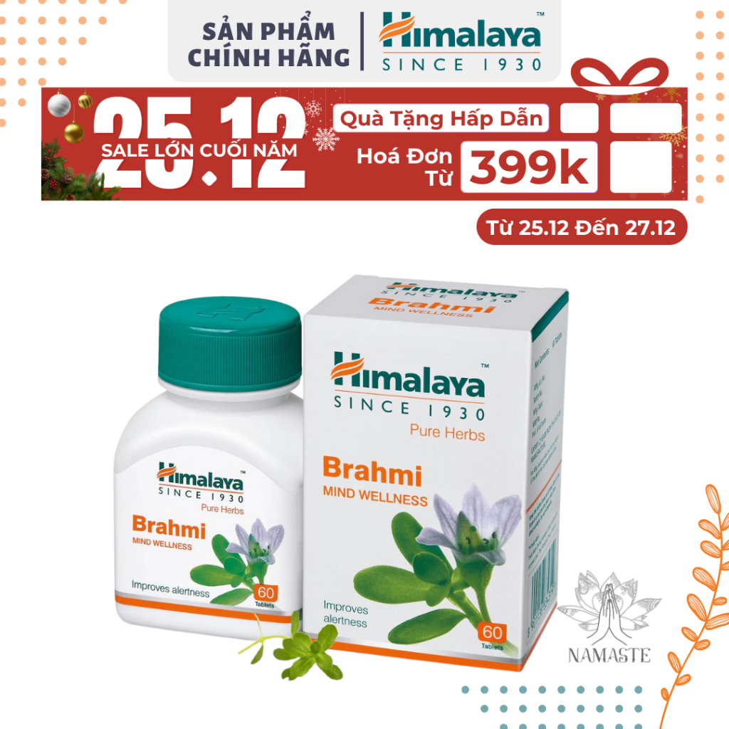 Himalaya Brahmi Viên Uống Bổ Não 60 Viên Nhập Khẩu Ấn Độ Cải Thiện Sự Tỉnh Táo Tuần Hoàn Não Lê Bằng Vân