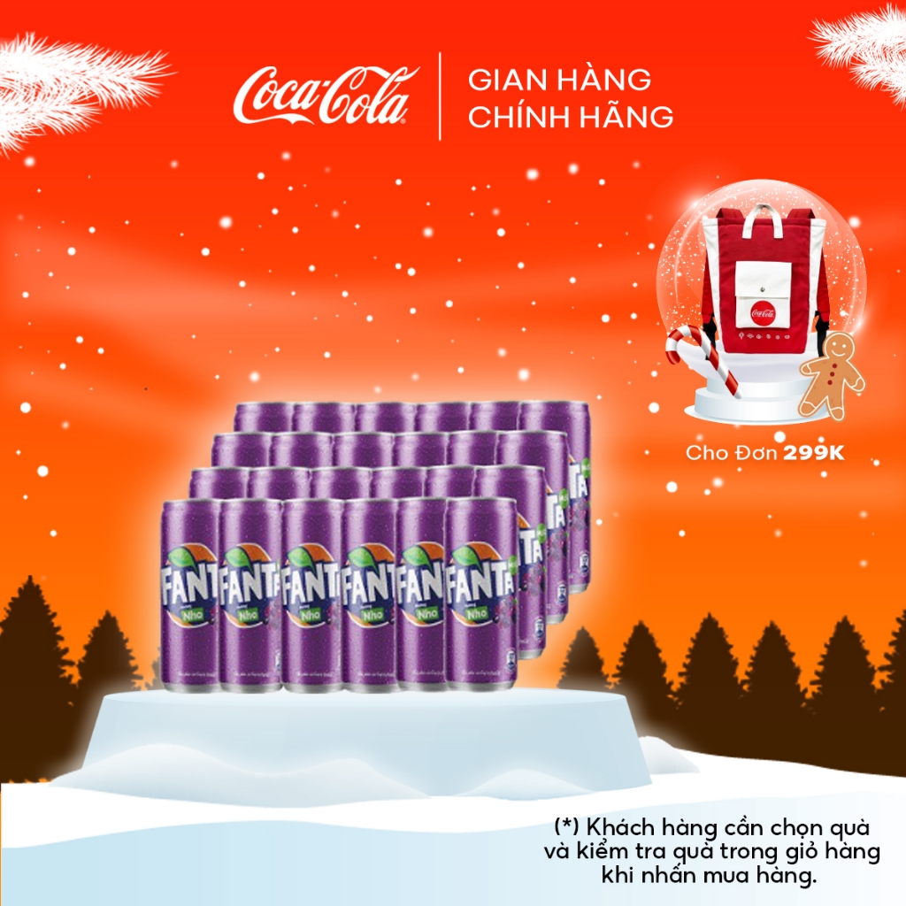 Thùng/lốc 24 Lon Nước Giải Khát Có Gas Fanta Nho 320ml x 24 lon