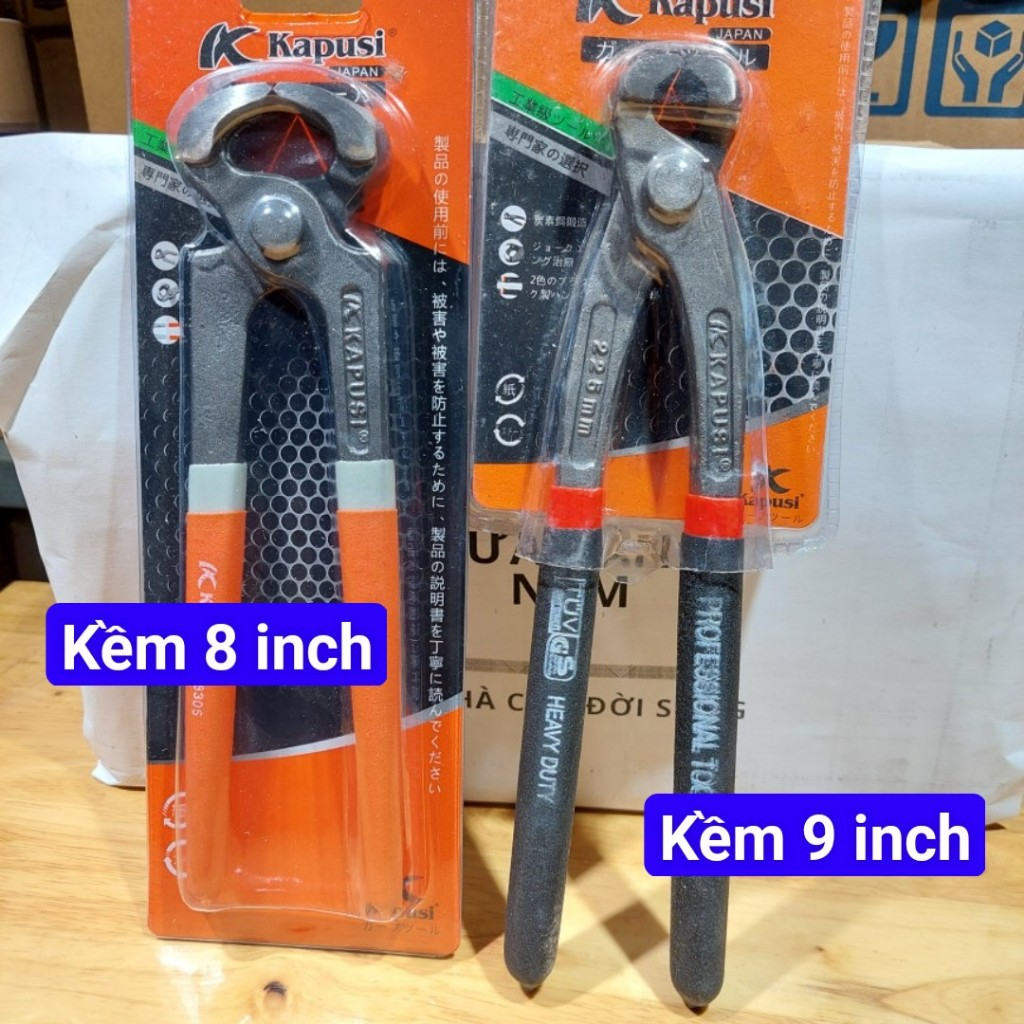 Kềm nhổ cắt đinh hãng Kapusi Nhật Bản cỡ 9 inch và 8 in, độ cứng 61-63 HRC, cắt đinh 2.2mm, kềm càng